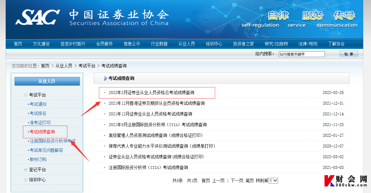 证券从业资格考试成绩查询入口